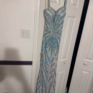 Sequin Strapless Gown